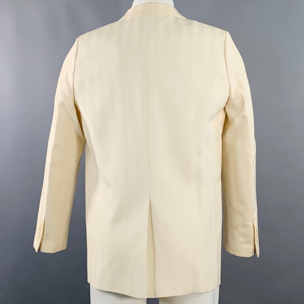 SAINT LAURENT Size 40 Regular Cream White Stripe Wool Peak Lapel Sport Coat - Picture 5 of 11